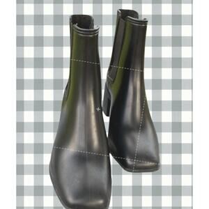 Jeffrey Campbell Black Waterproof Ankle Rain Boots Block Heel US 8 EU 39